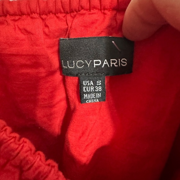 Lucy Paris Tiered Midi Dress Size Small Red Off the Shoulder Peasant Boho - Picture 8 of 10